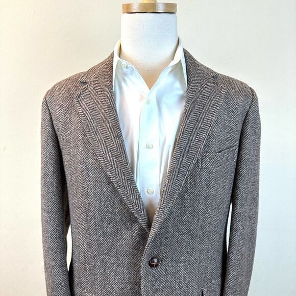 Pendleton Herringbone Brown Virgin Wool Blazer‎ Jacket Men’s 42 L - Picture 1 of 11